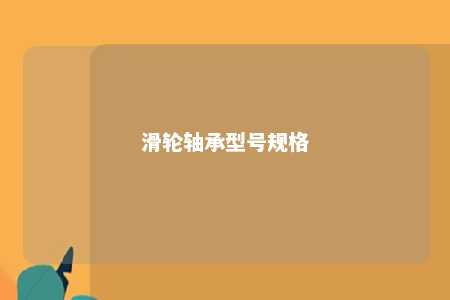 滑轮轴承型号规格 